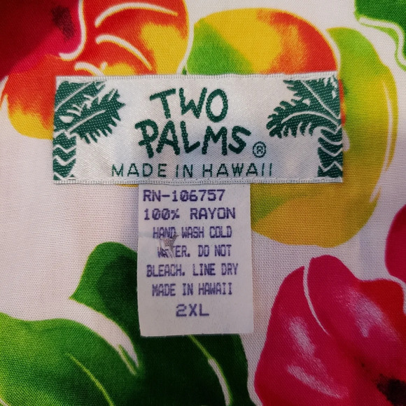 Two Palms Hawaii Rayon White W/Pink Hibiscus Watercolor Floral Midi Dress sz XL - Picture 10 of 12